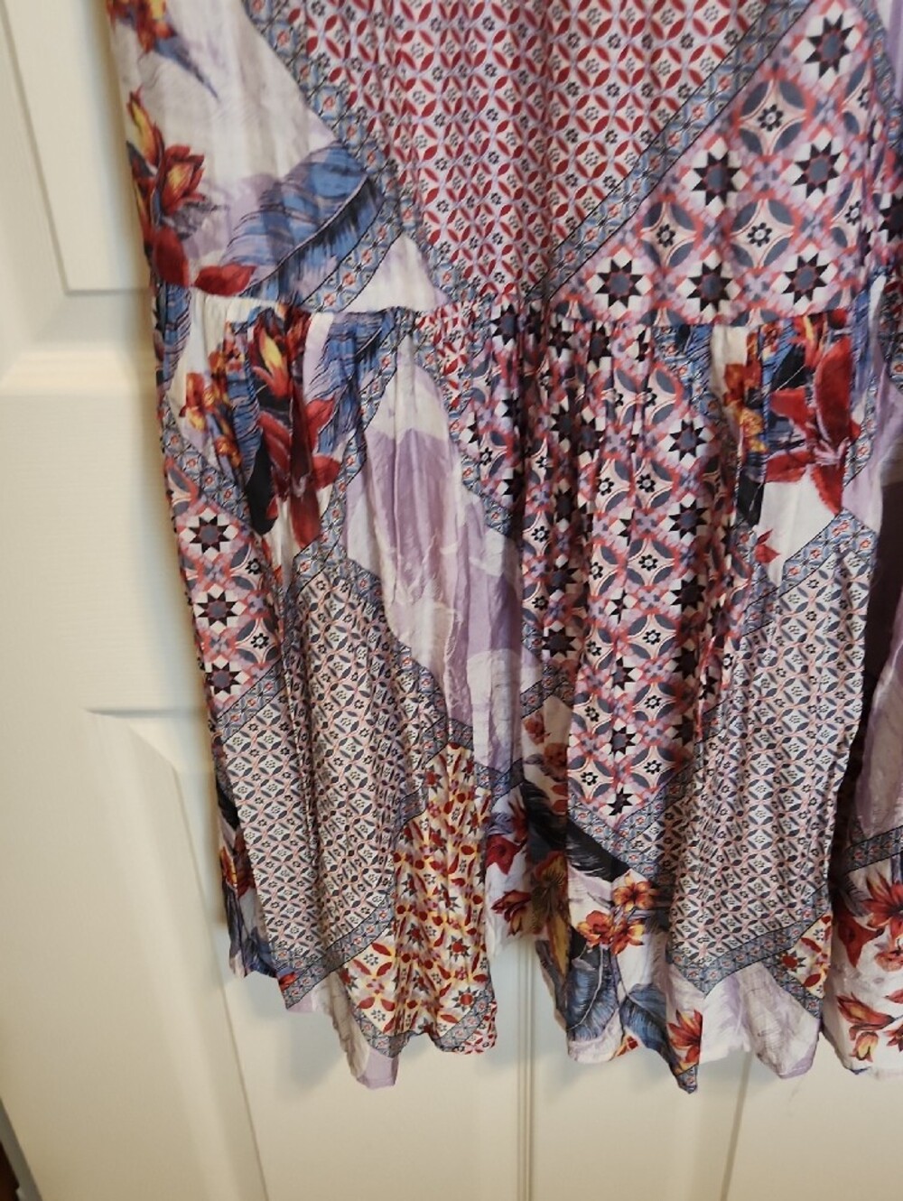 GiGiO Patchwork Floral Midi Dress, Medium, Like New - Picture 6 of 12